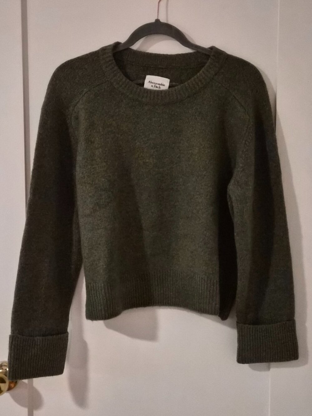 Abercrombie & Fitch Olive Green Knit Crewneck Sweater